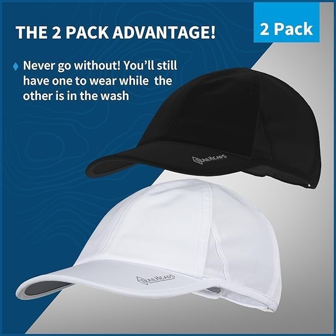 TrailHeads UV Protection Running Hats for Women, 50+ UPF - Summer Hats for Women Baseball Cap - Tennis, Golf, Gym, Workout White and Black - Image 2